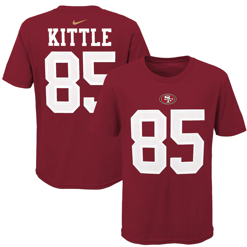 Nike Youth San Francisco 49ers Logo George Kittle Player Name & Number T-Shirt