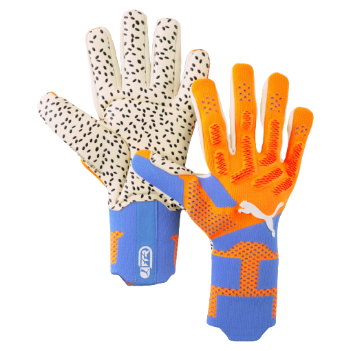 Puma Future Ultimate Grip 1 Negative Cut Goalkeeper Gloves – Ultra Orange & Blue Glimmer