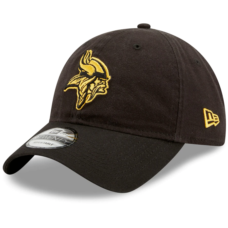 Minnesota Vikings New Era Black Team 2.0 Core Classic 9TWENTY Adjustable Hat