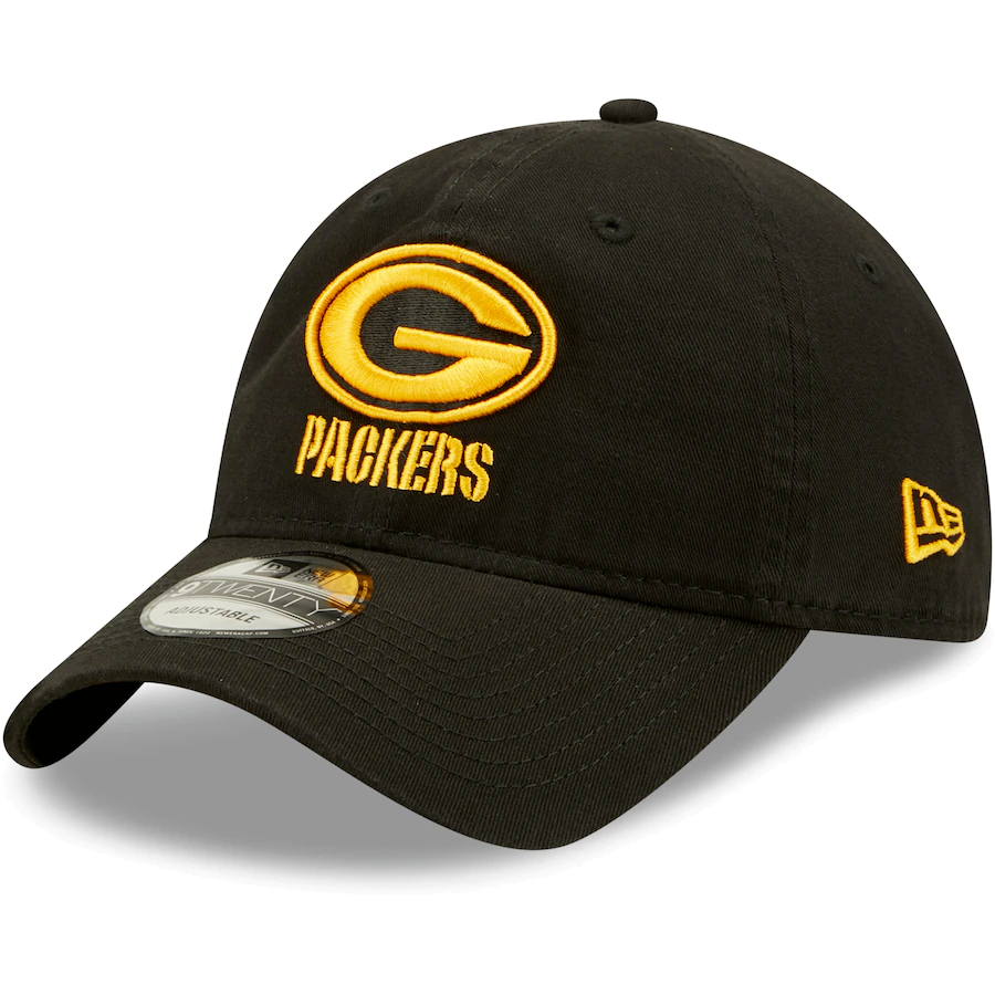 Green Bay Packers New Era 2.0 Core Classic 9TWENTY Adjustable Hat - Black