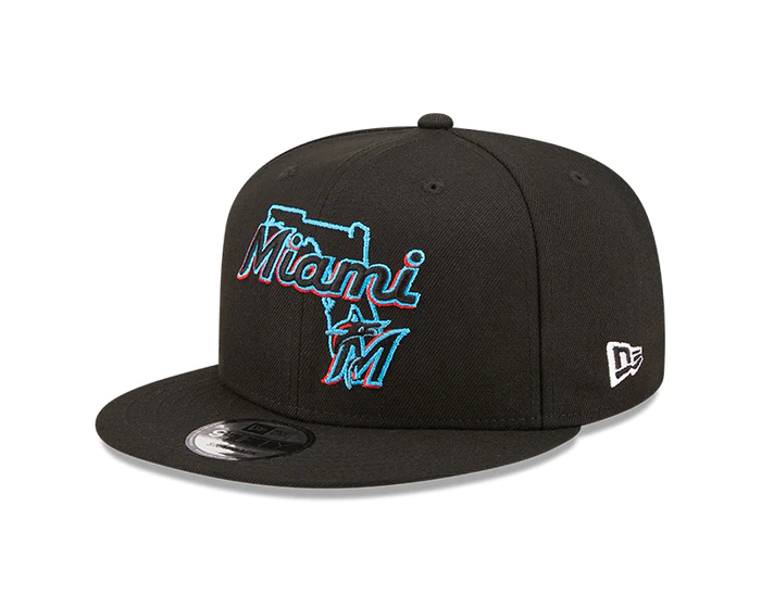 New Era Miami Marlins Logo State 9FIFTY Snapback Hat-Black
