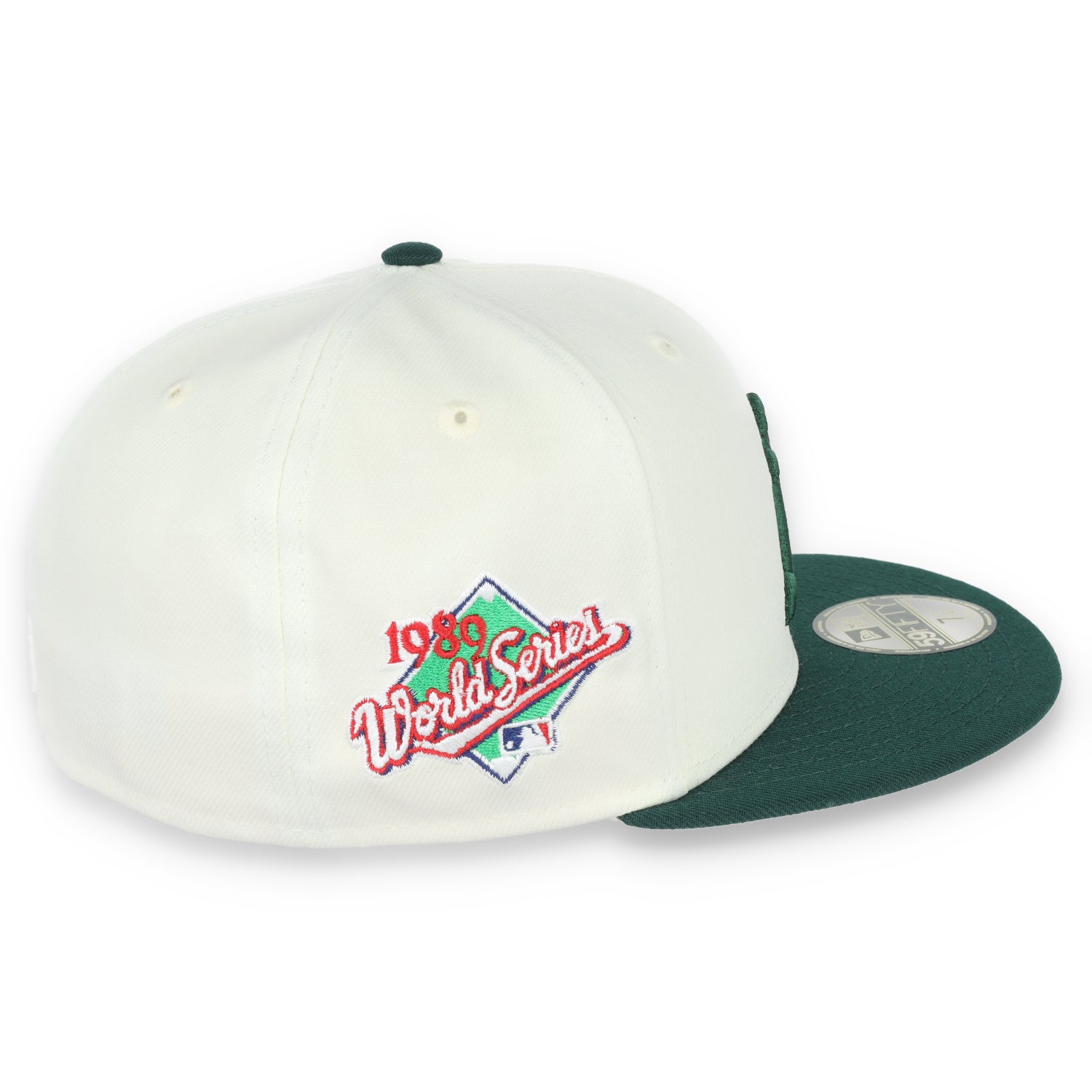 New Era Oakland Athletics Throwback 1989 World Series Patch 59FIFTY Fitted Ivory Hat