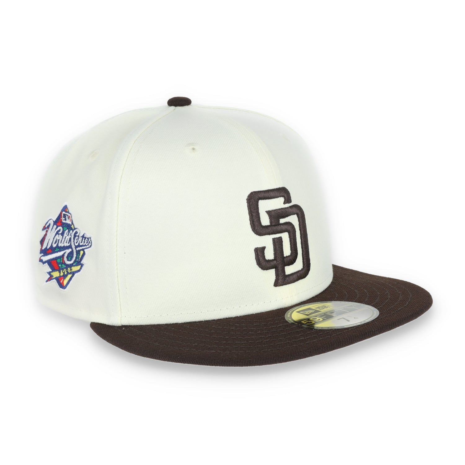 New Era San Diego Padres Patch Throwback 1998 World Series Patch 59FIFTY Fitted Ivory Hat-1