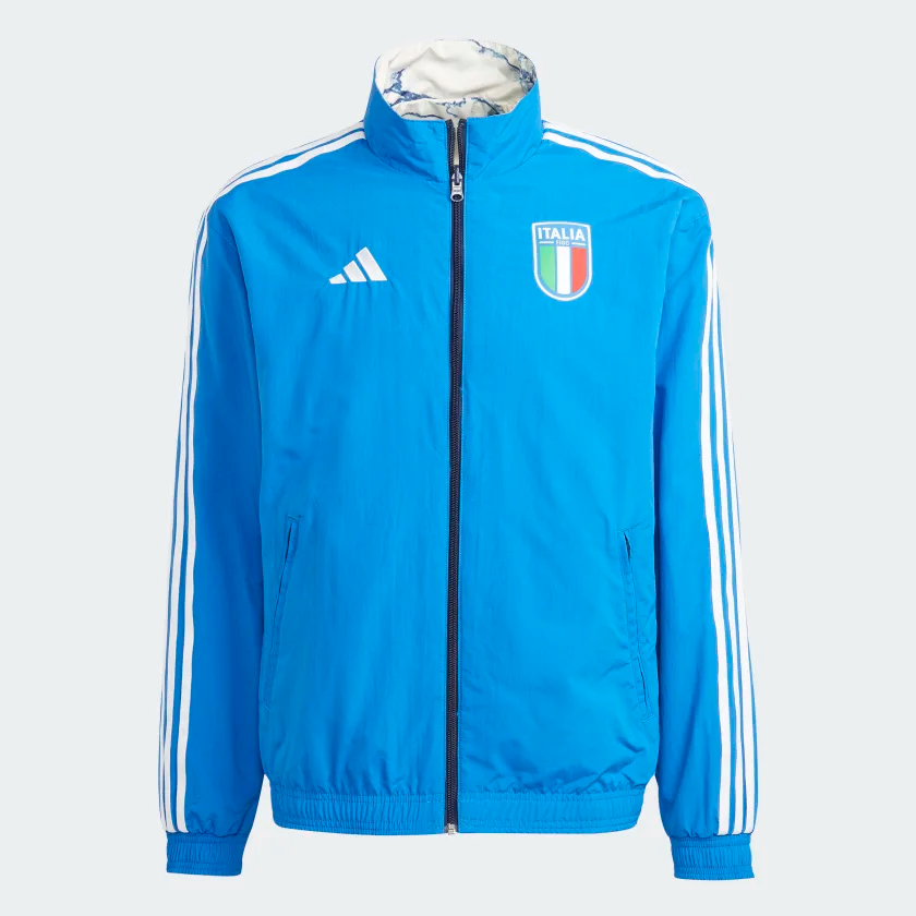 Adidas Men's Italy Anthem Reversible Jacket-White/Blue