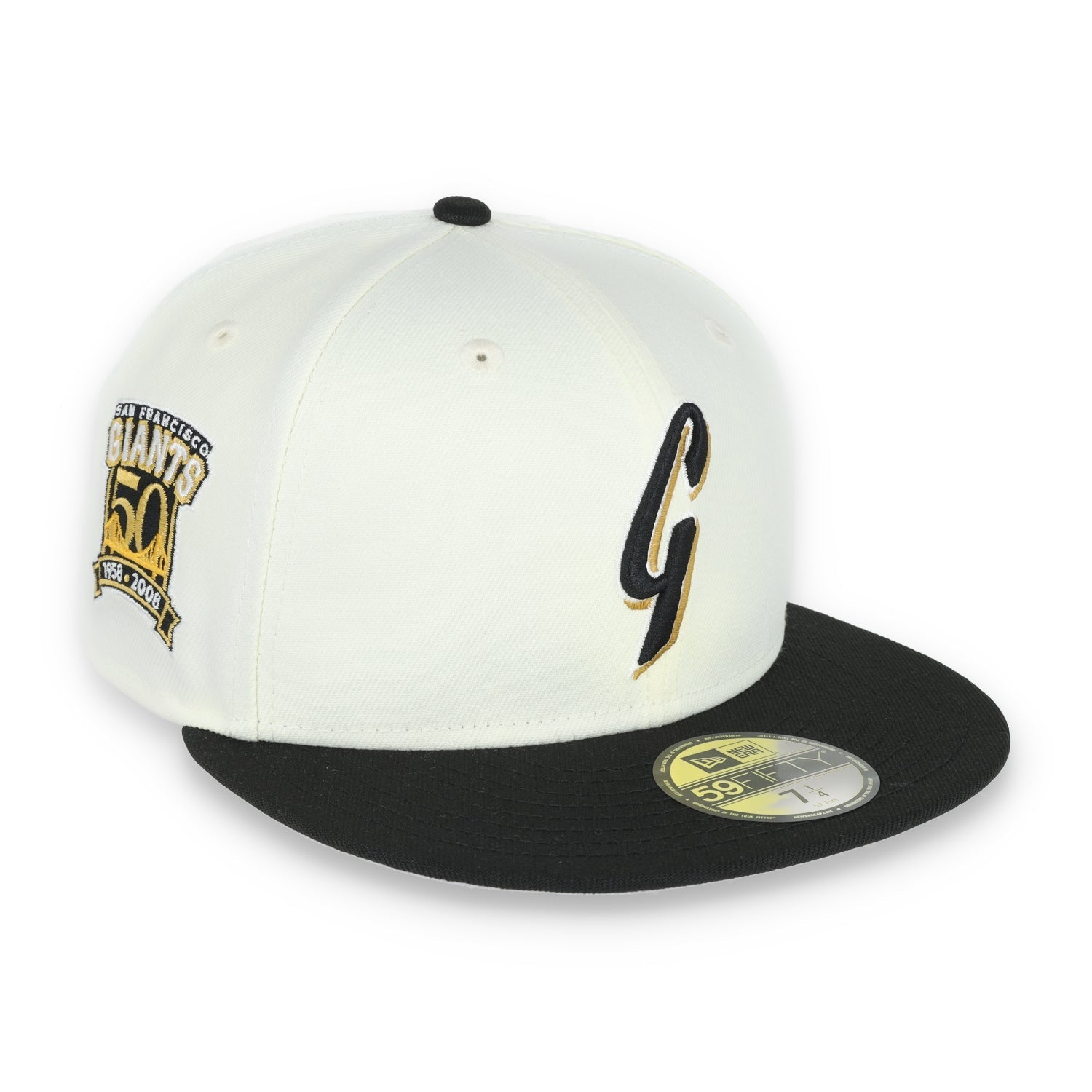 New Era San Francisco Giants 50th Anniversary Side Patch 59IFTY Fitted hat- Chrome/Black