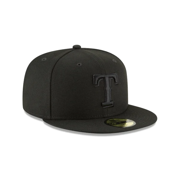 TEXAS RANGERS  NEW ERA BLACK ON BLACK 59FIFTY FITTED HAT