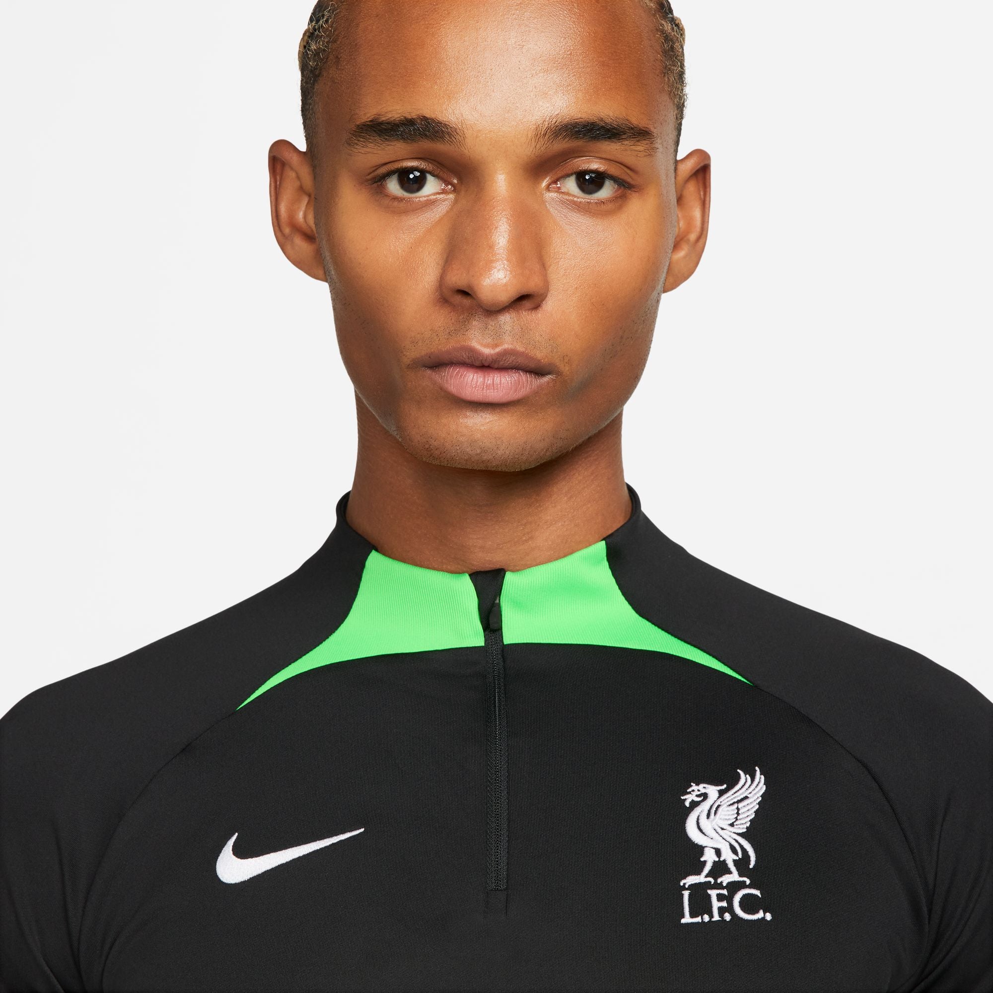 Liverpool FC Strike Men's Nike Dri-FIT Black/Green Soccer Drill Top