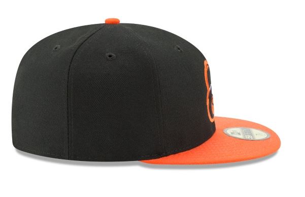 BALTIMORE ORIOLES NEW ERA ROAD AUTHENTIC COLLECTION 59FIFTY FITTED-ON-FIELD COLLECTION BLACK/ORANGE