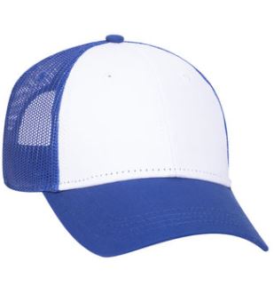 OTTO CAP 5 Panel Mid Profile Mesh Back Trucker Youth Hat Royal/White