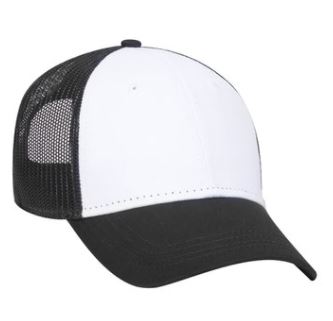 OTTO CAP 5 Panel Mid Profile Mesh Back Trucker Youth Hat Black/White