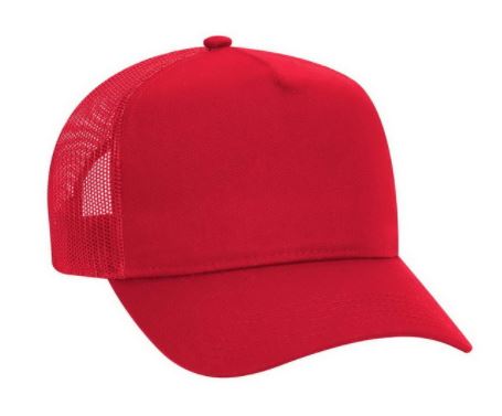OTTO CAP 5 Panel Mid Profile Mesh Back Trucker Youth Hat Red