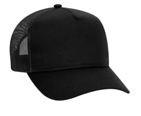 OTTO CAP 5 Panel Mid Profile Mesh Back Trucker Youth Hat Black