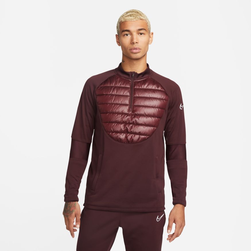 Nike Men's Therma-FIT Academy Winter Warrior Soccer Drill Top-BURGUNDY CRUSH/REFLECTIVE SILV