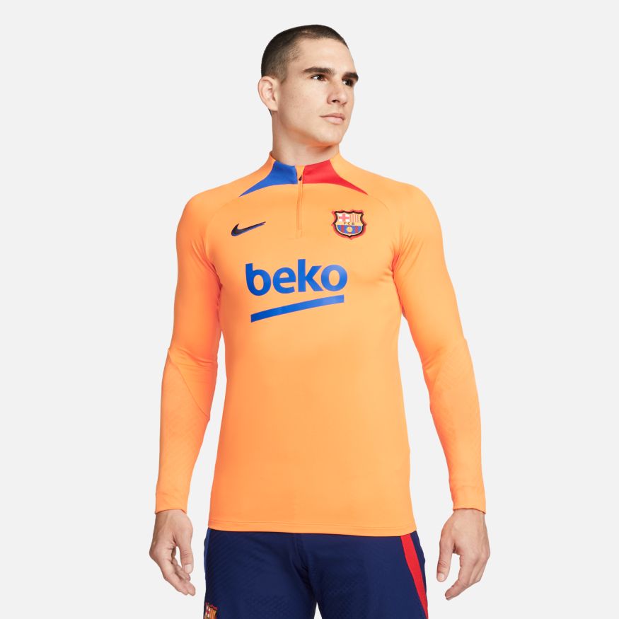 Nike Men's FC Barcelona Strike Dri-FIT Soccer Drill Top-Vivid Orange