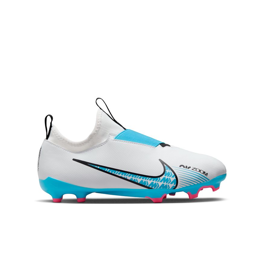 Nike Jr. Zoom Mercurial Vapor 15 Academy MG-WHITE/BALTIC BLUE-PINK BLAST