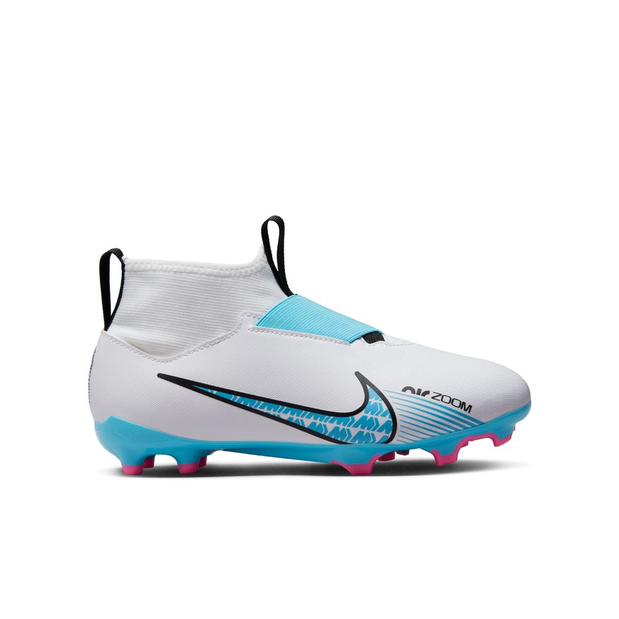 Nike Jr. Zoom Mercurial Superfly 9 Academy FG/MG-WHITE/BALTIC BLUE-PINK BLAST