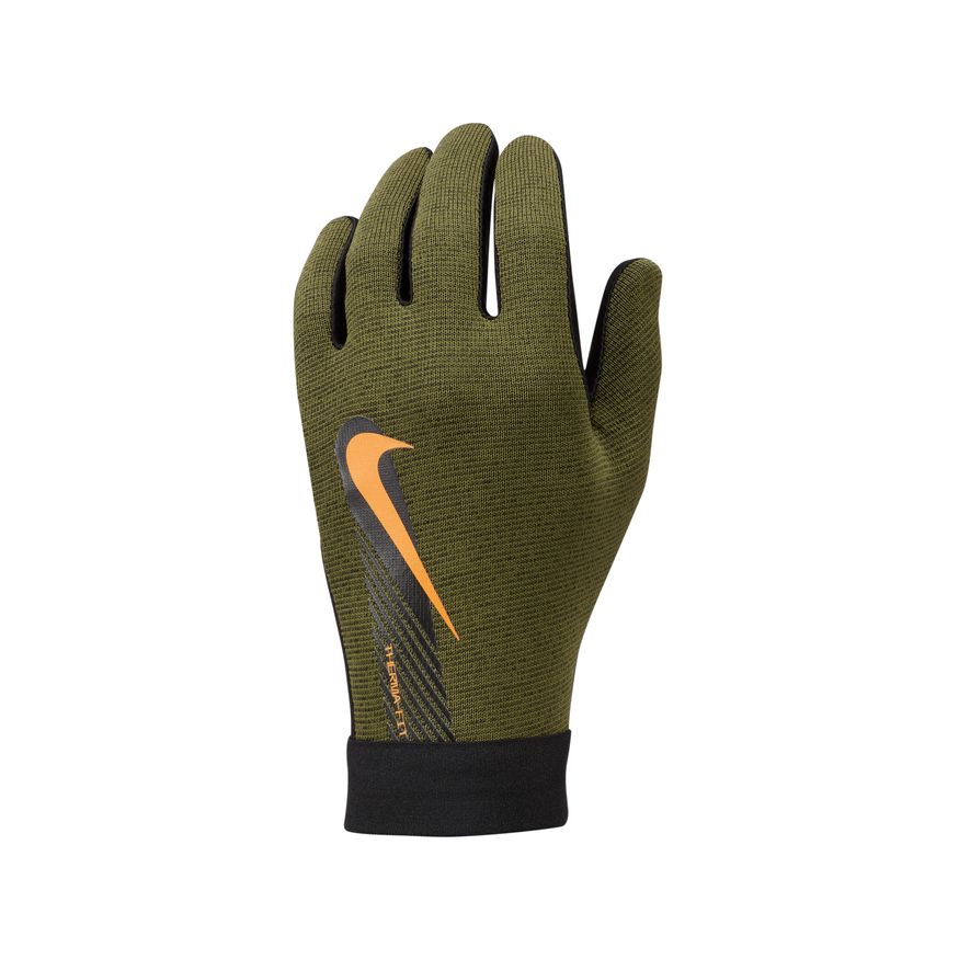 Nike Therma-FIT Academy Soccer Gloves-ROUGH GREEN/KUMQUAT