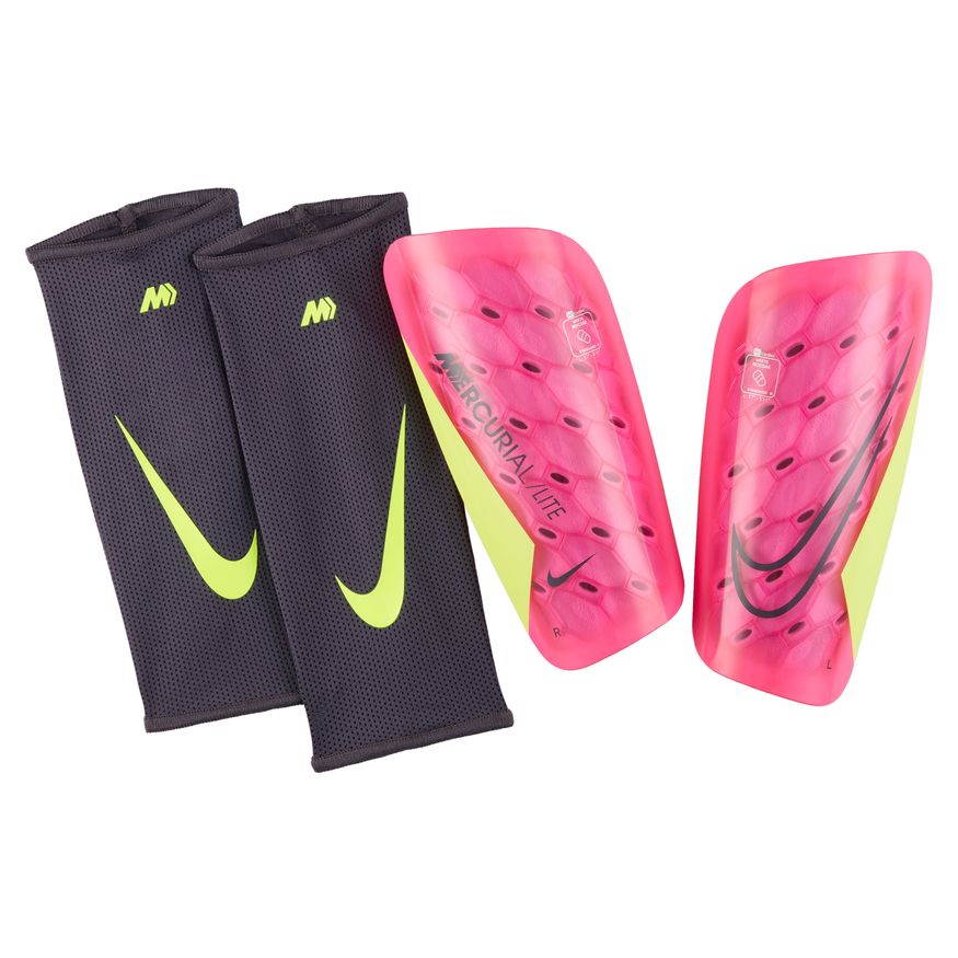 Nike Mercurial Lite Soccer Shin Guards-Pink Spell/Volt/Gridion