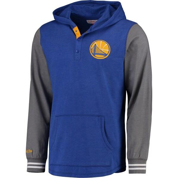 Golden State Warriors Mitchell & Ness Royal Mid-Season Long Sleeve Hoodie T-Shirt