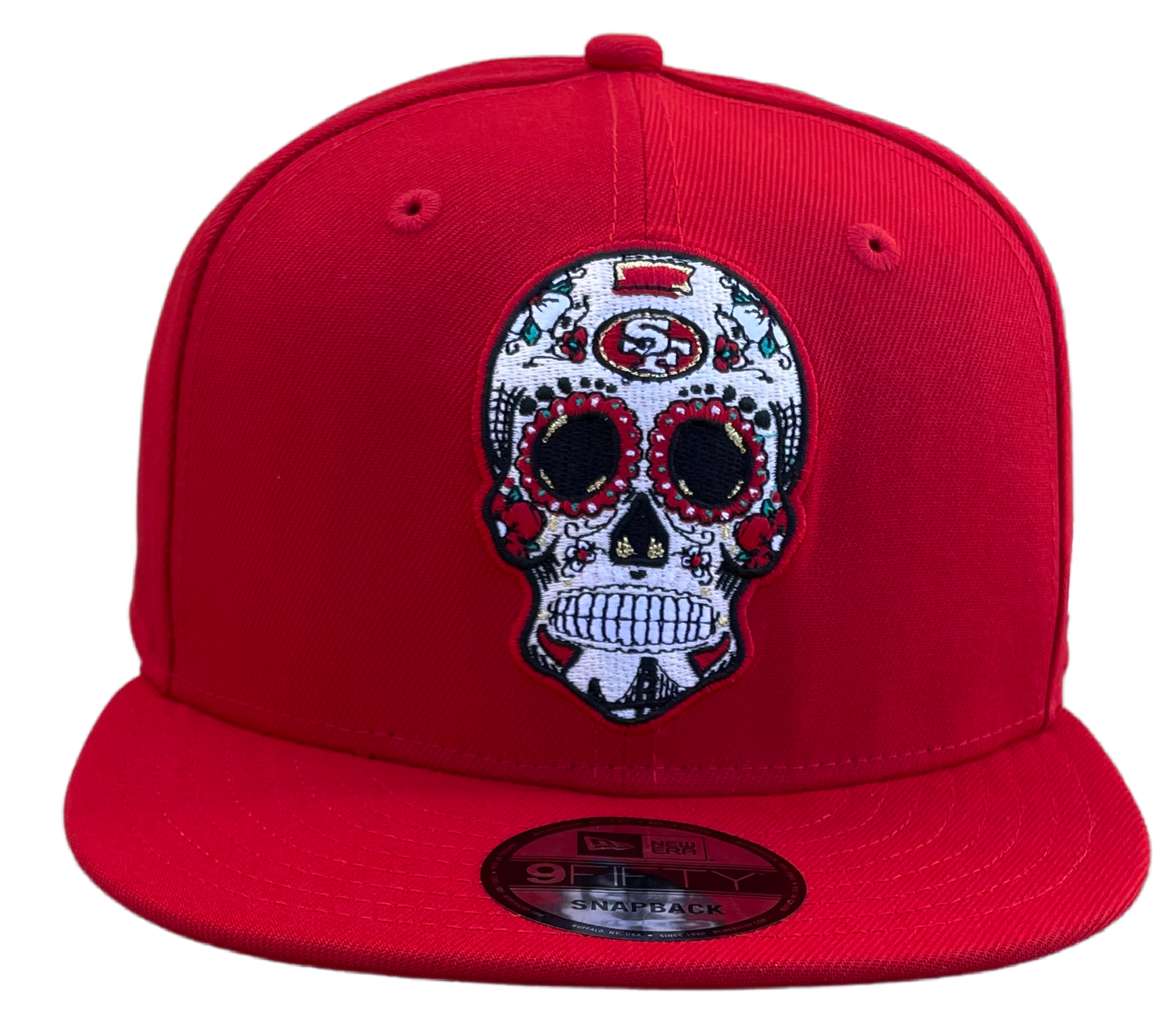 NEW ERA SAN FRANCISCO 49ERS SUGAR SKULL 9FIFTY SNAPBACK HAT-SCARLET