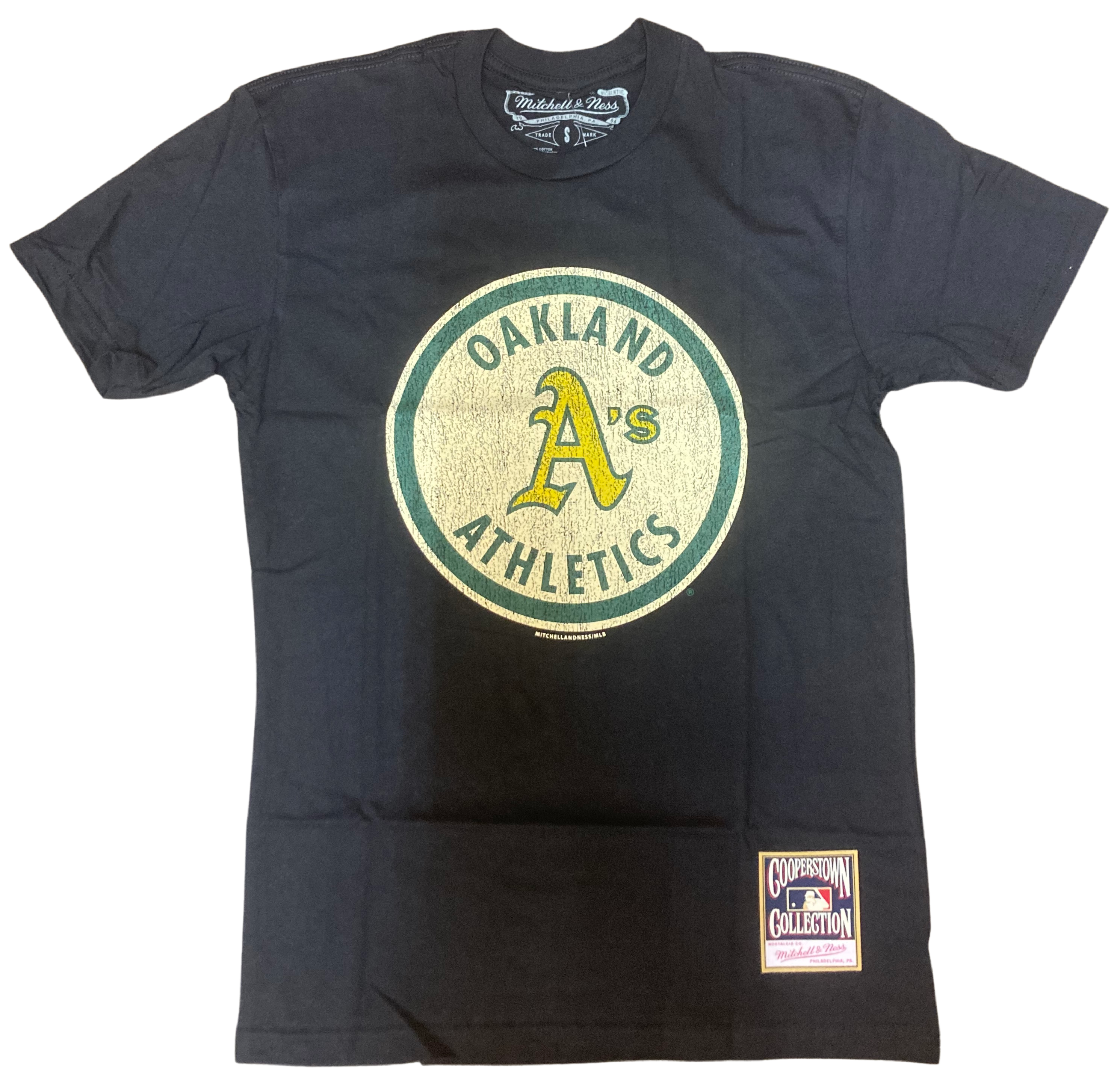 Mitchell & Ness Men's Under The Lights Oakland A's Graphic Tee- Black