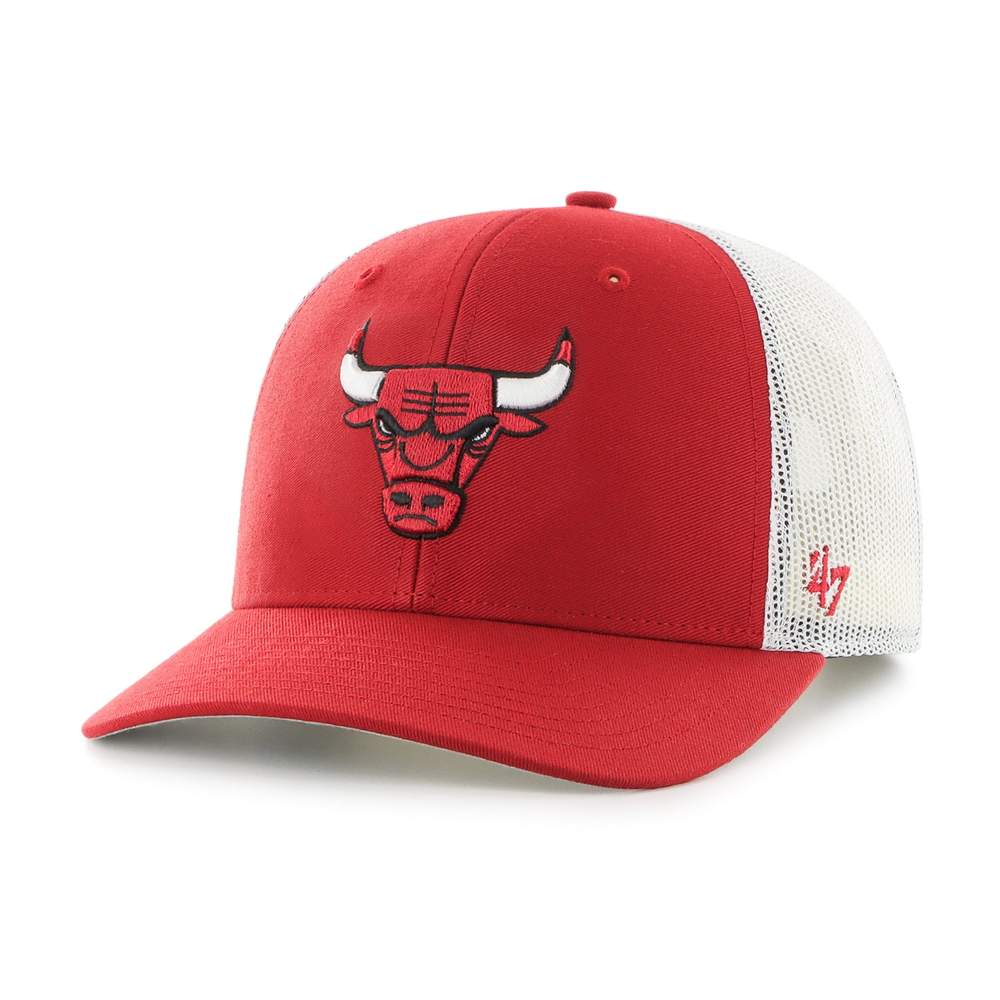 '47 Brand Chicago Bulls Primary Logo Trucker Snapback Hat -Red/White