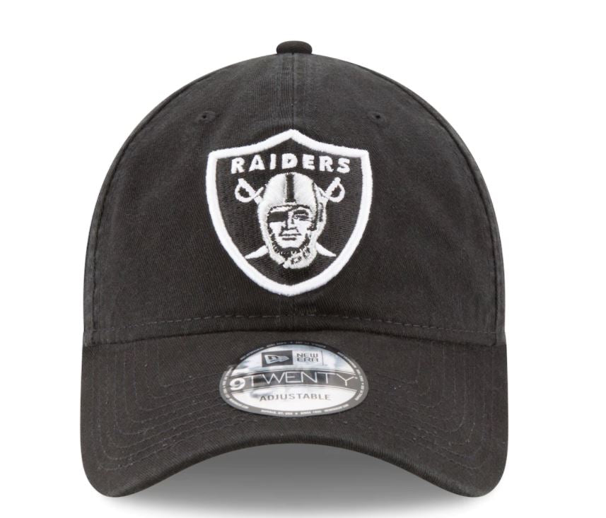 LAS VEGAS RAIDERS NEW ERA CORE CLASSIC BLACK 9TWENTY ADJUSTABLE HAT
