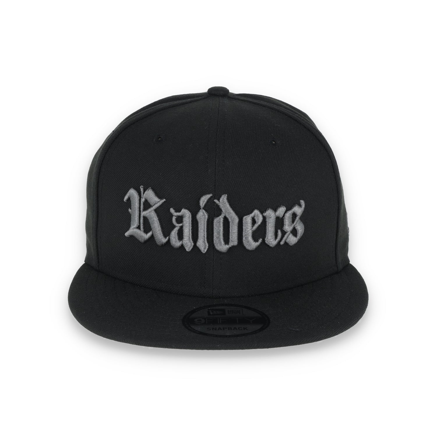 LAS VEGAS RAIDERS NEW ERA GOTHIC 9FIFTY SNAPBACK ADJUSTABLE HAT-BLK/DK GREY