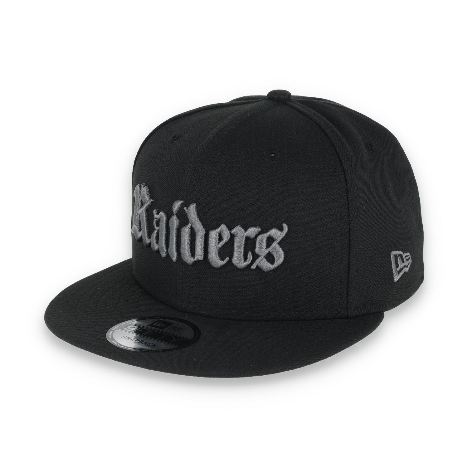 LAS VEGAS RAIDERS NEW ERA GOTHIC 9FIFTY SNAPBACK ADJUSTABLE HAT-BLK/DK GREY