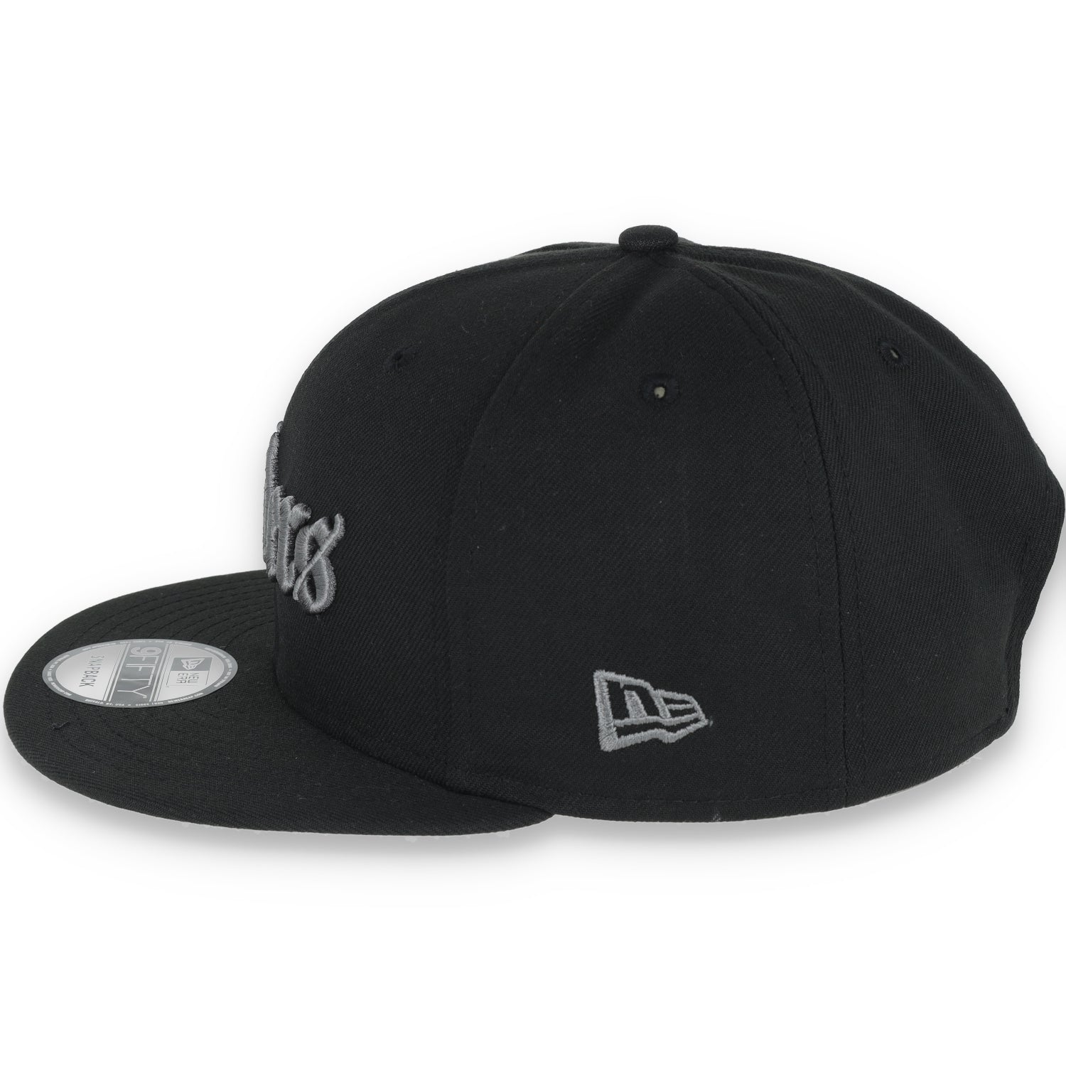 LAS VEGAS RAIDERS NEW ERA GOTHIC 9FIFTY SNAPBACK ADJUSTABLE HAT-BLK/DK GREY