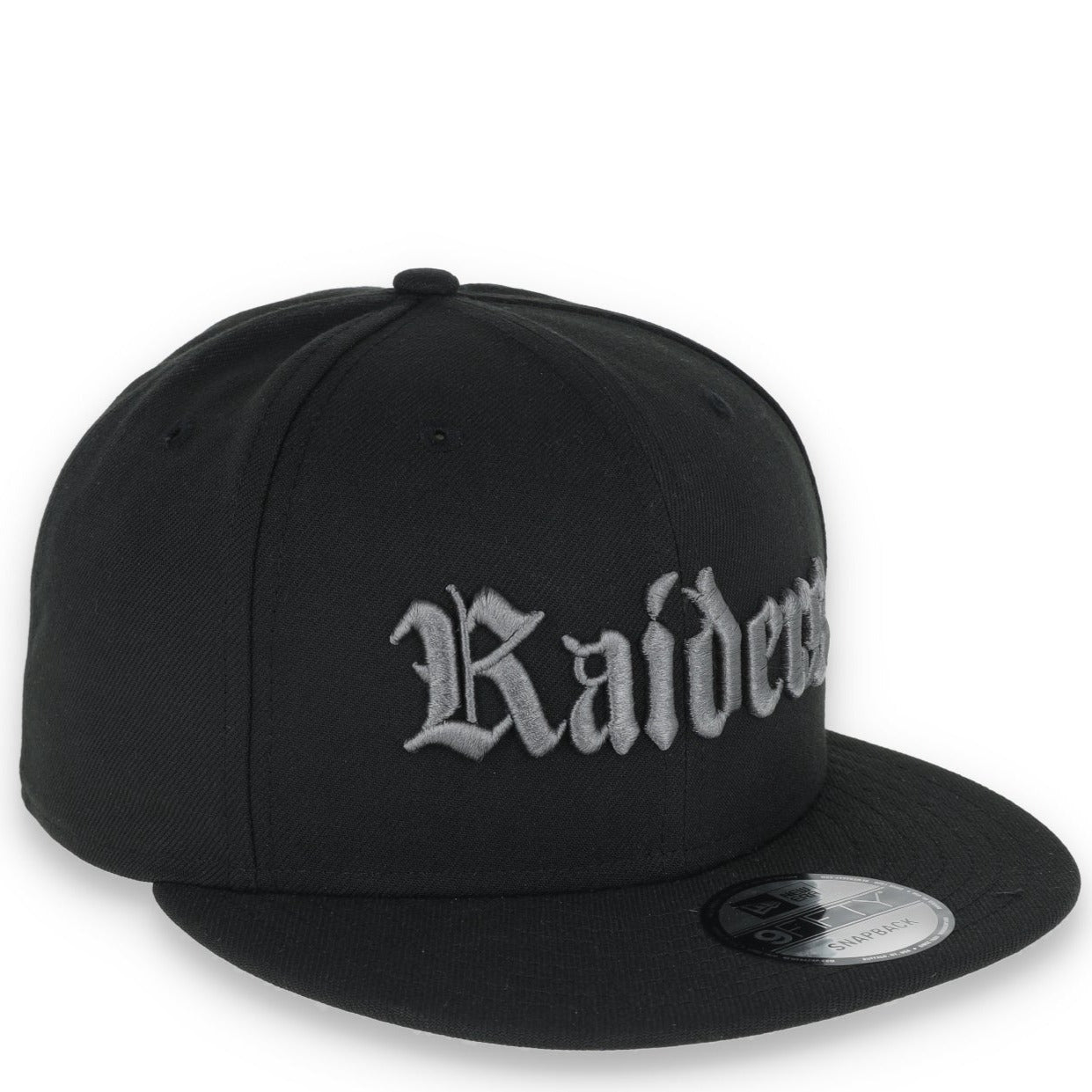 LAS VEGAS RAIDERS NEW ERA GOTHIC 9FIFTY SNAPBACK ADJUSTABLE HAT-BLK/DK GREY