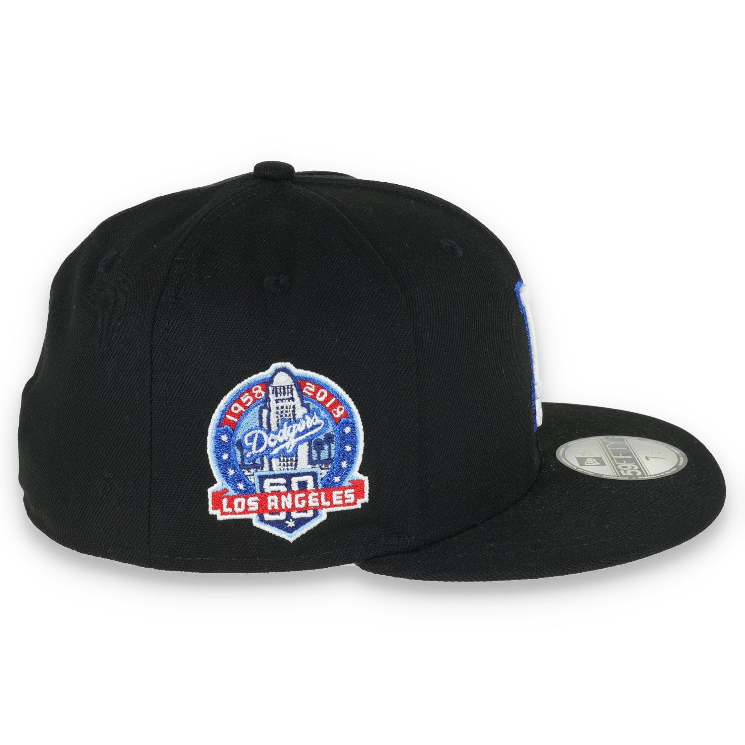 New Era Los Angeles Dodgers 60th Anniversary Metallic Logo Side Patch 59FIFTY Fitted-Black