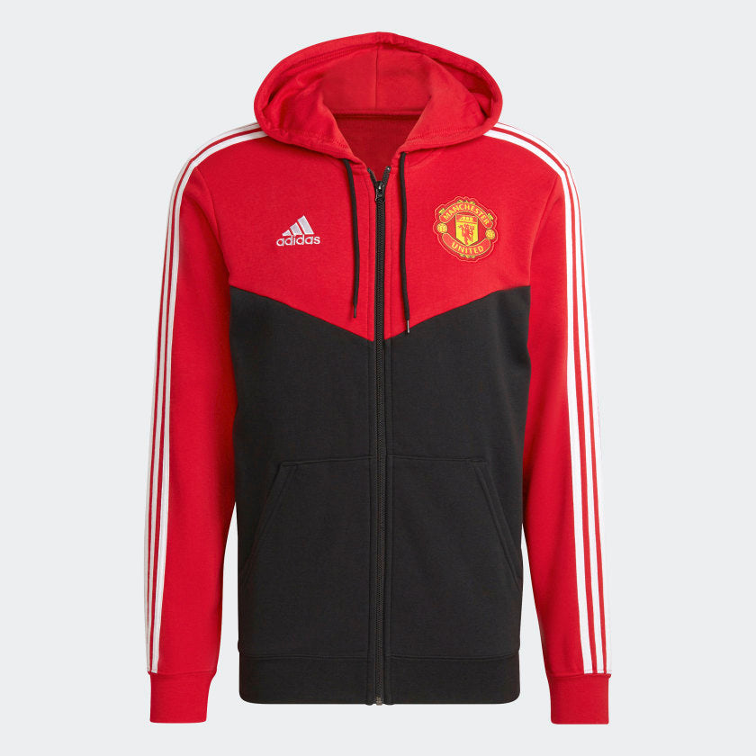 ADIDAS MANCHESTER UNITED 3-STRIPES FULL-ZIP HOODIE