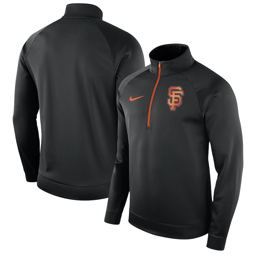 Nike Men's San Francisco Giants Therma Top Bench Half-Zip Pullover Jacket - Black