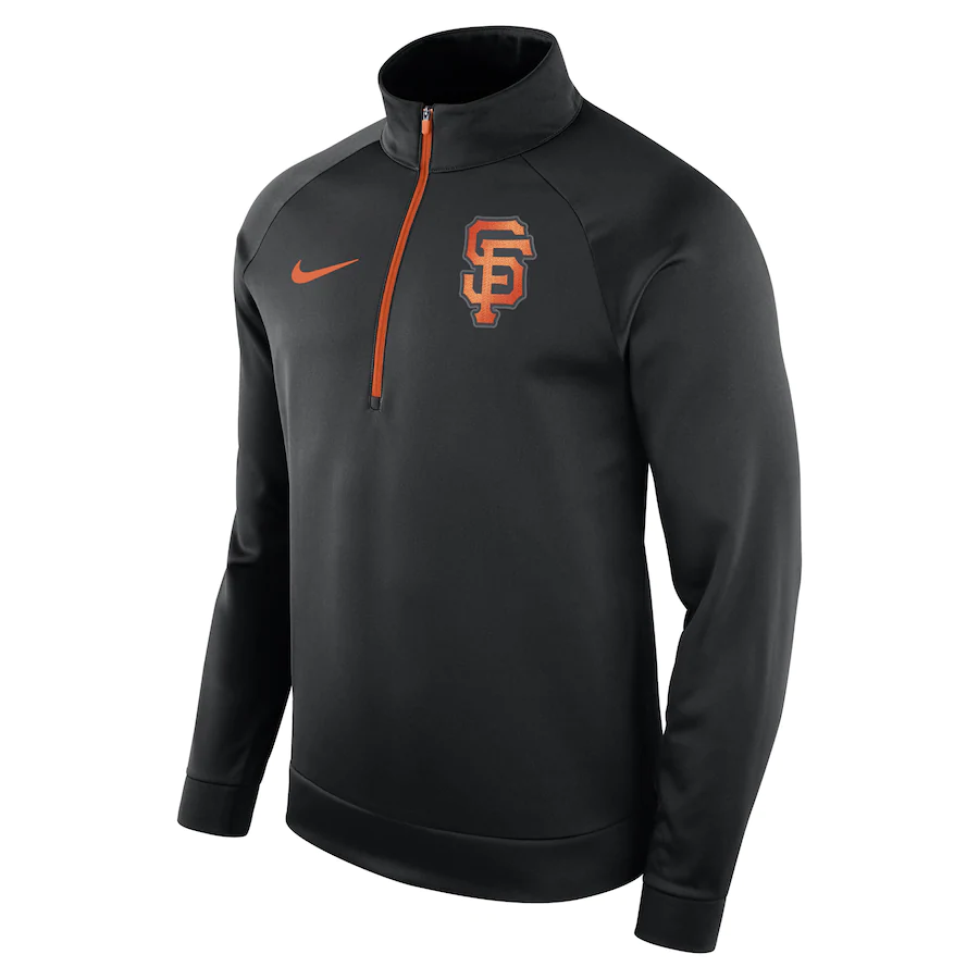 Nike Men's San Francisco Giants Therma Top Bench Half-Zip Pullover Jacket - Black