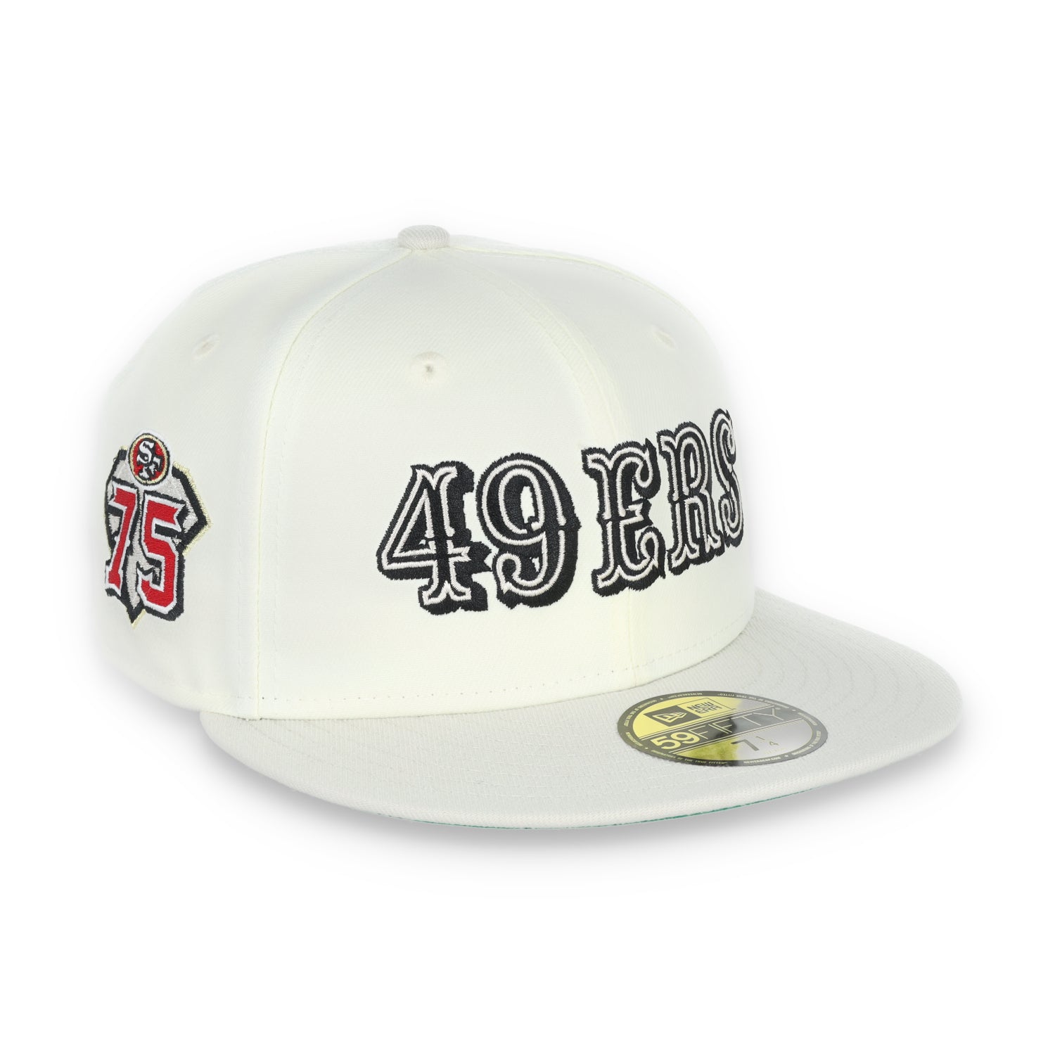 NEW ERA SAN FRANCISCO 49ERS 75TH ANNIVERSARY SIDE PATCH SCRIPT 59FIFTY FITTED HAT-CHROME