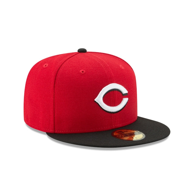 CINCINNATI REDS NEW ERA ROAD AUTHENTIC COLLECTION 59FIFTY FITTED-ON-FIELD COLLECTION-RED/BLACK