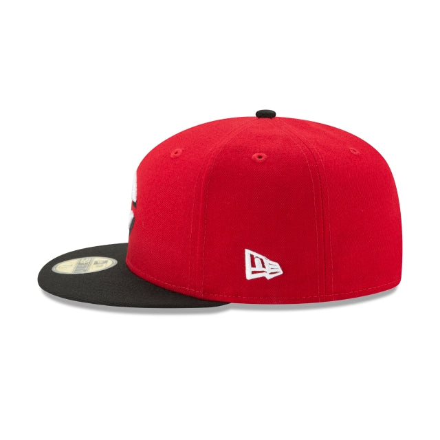 CINCINNATI REDS NEW ERA ROAD AUTHENTIC COLLECTION 59FIFTY FITTED-ON-FIELD COLLECTION-RED/BLACK