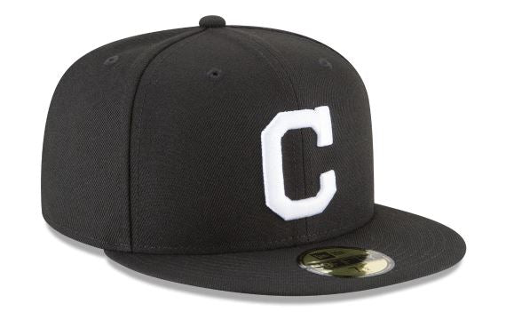 CLEVELAND INDIANS NEW ERA BASIC COLLECTION FITTED 59FIFTY-BLACK AND WHITE