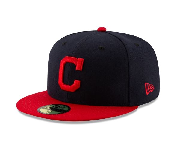 CLEVELAND INDIANS NEW ERA HOME AUTHENTIC COLLECTION 59FIFTY FITTED-ON-FIELD COLLECTION-NAVY/RED