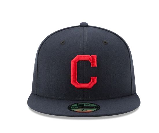 CLEVELAND INDIANS NEW ERA ROAD AUTHENTIC COLLECTION 59FIFTY FITTED-ON-FIELD COLLECTION-NAVY