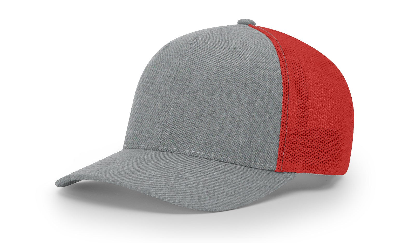 Fitted Trucker with R-Flexfit- Heather Grey/ Red