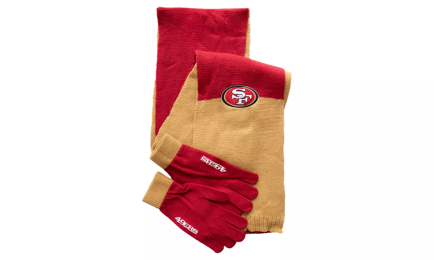 San Francisco 49ers Colorblock Scarf/Gloves Set-Red/Gold
