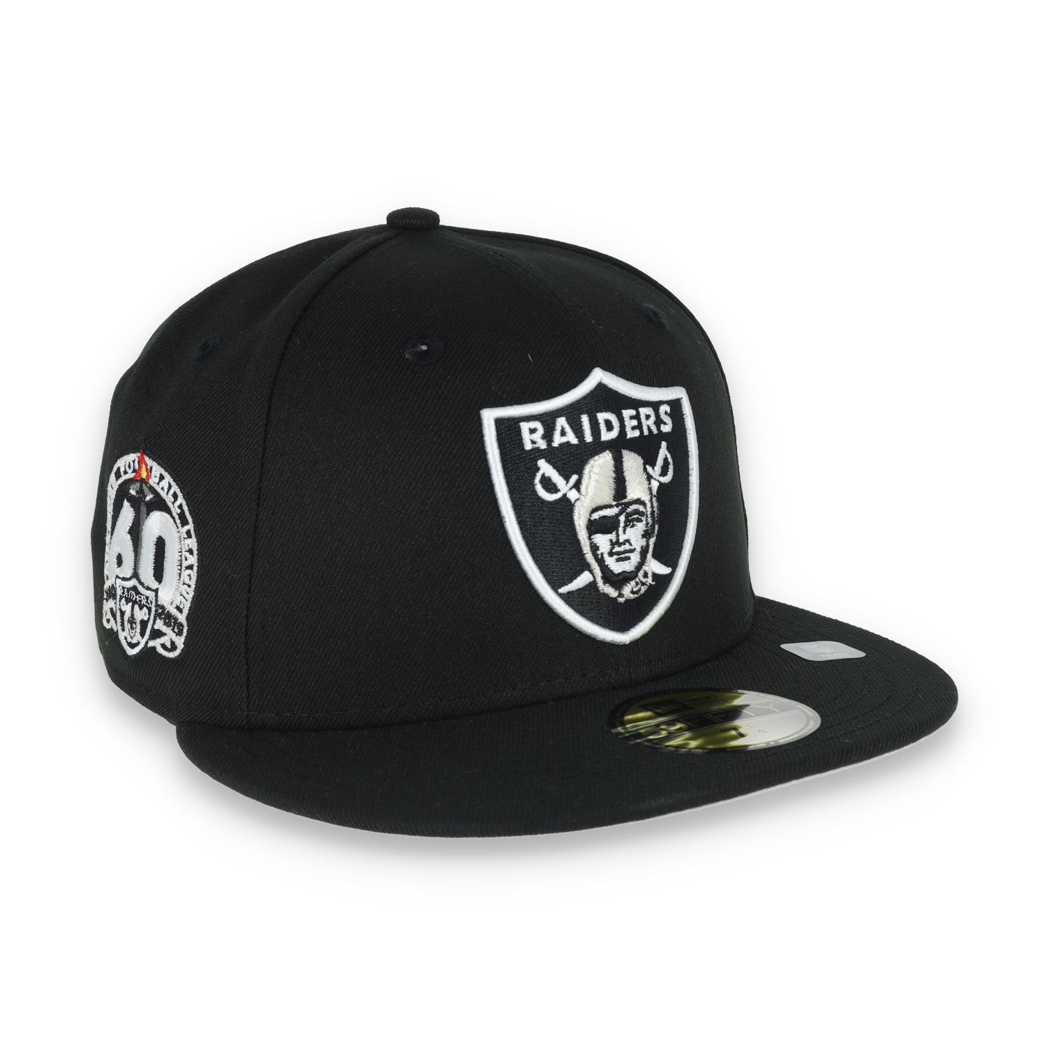 Las Vegas Raiders Shield 60th Anniversary Side Patch New Era 59Fifty Fitted-Black/White