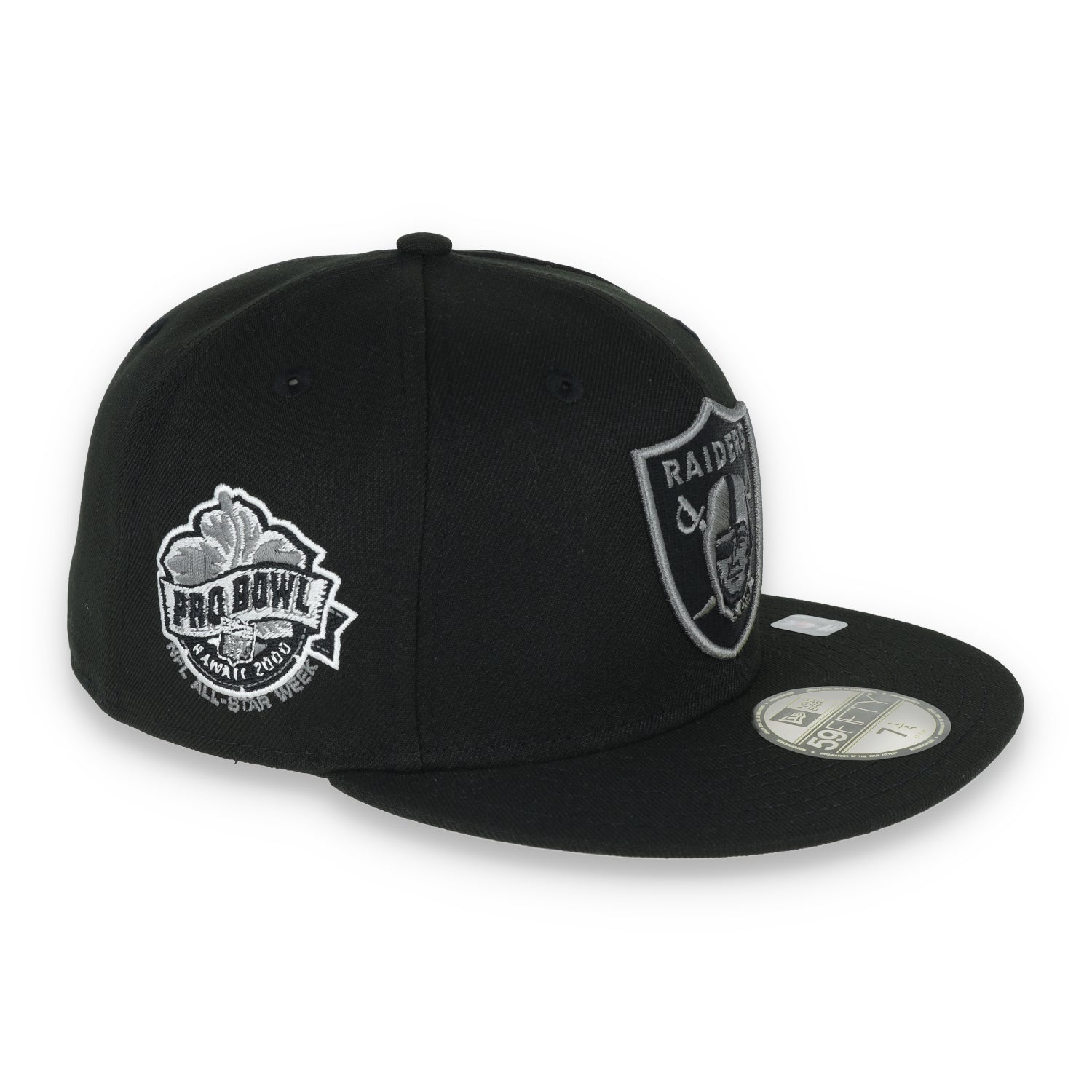 Las Vegas Raiders Shield 2000 Hawaii Pro Bowl Side Patch New Era 59Fifty Fitted-Black/Grey