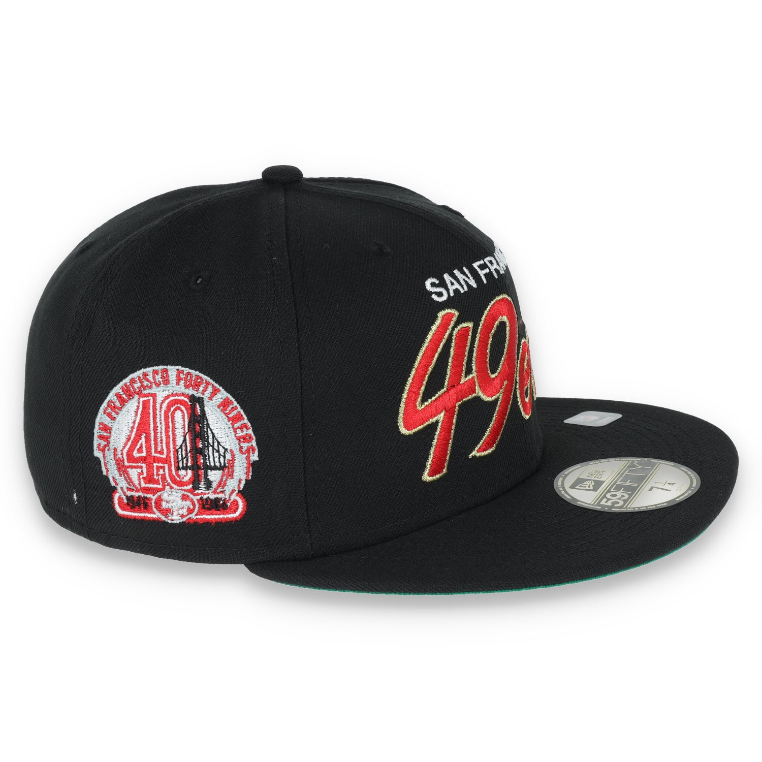 NEW ERA SAN FRANCISCO 49ERS SCRIPT 40TH ANNIVERSARY SIDE PATCH 59FIFTY FITTED HAT-BLACK