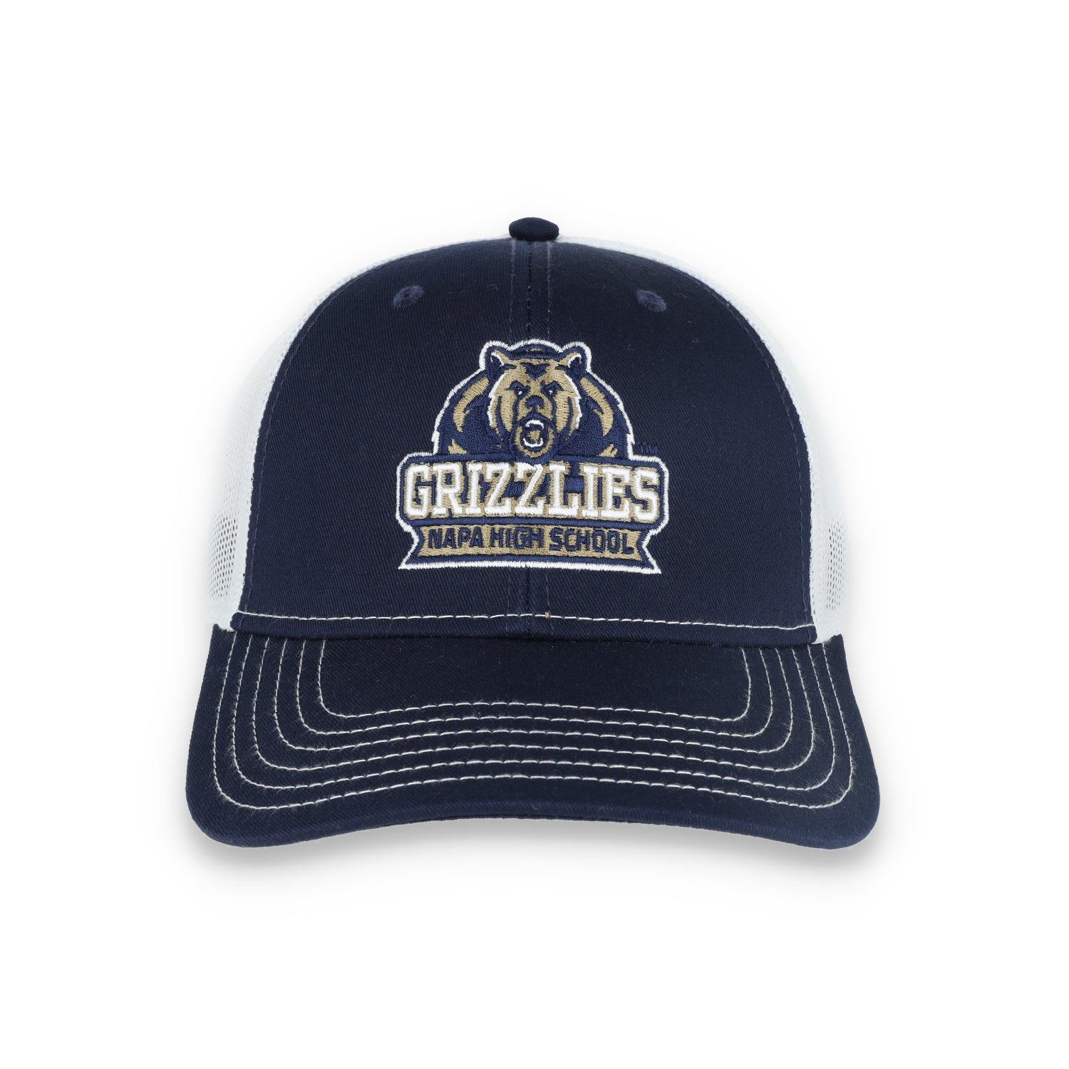 Napa High Grizzlies Flat Bill with Mesh Back Cap-Navy/White