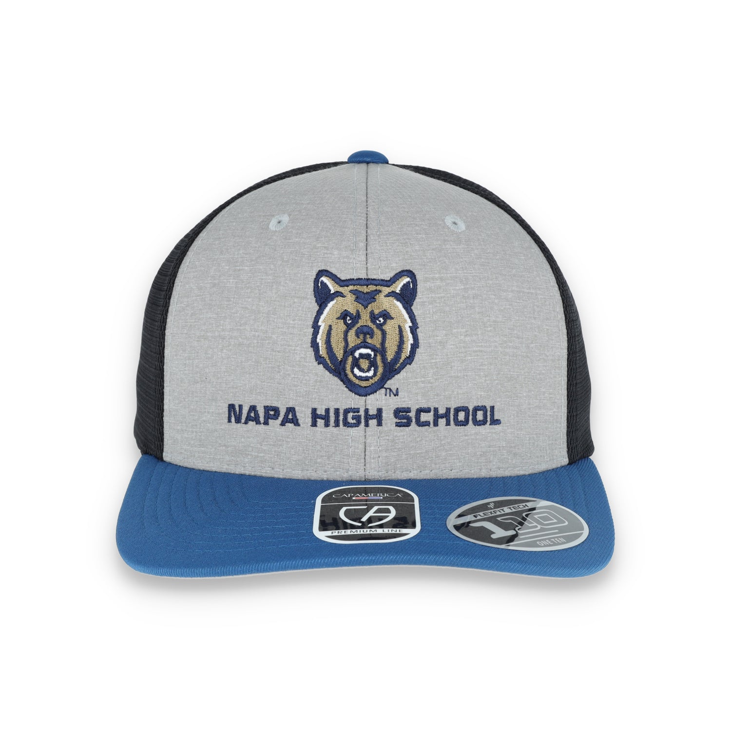 Napa High Grizzlies Flexfit 110® Melange Trucker Mesh Back Cap-Charcoal/Black