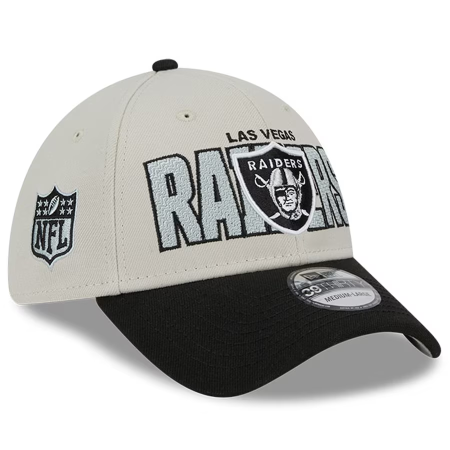 New Era Las Vegas Raiders 2023 NFL Draft 39THIRTY Flex Hat - Stone/Black
