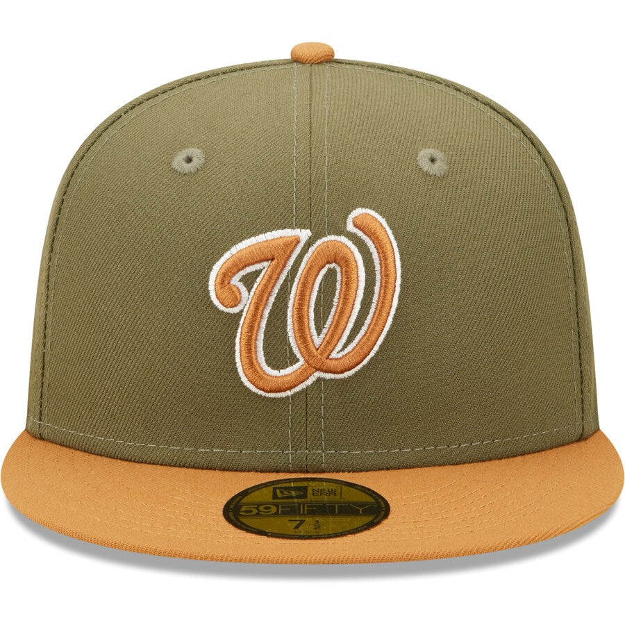 New Era Washington Nationals Two-Tone Color Pack 59FIFTY Fitted Hat-Olive/Brown